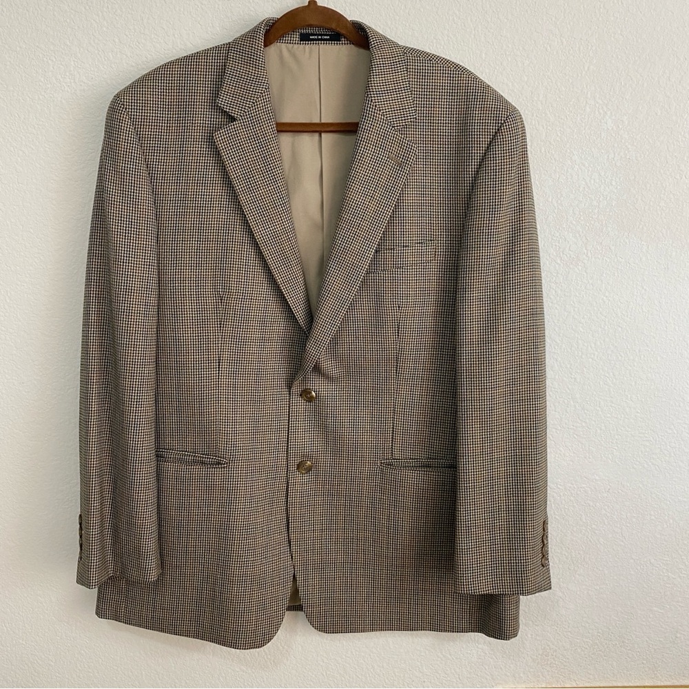 Lauren Ralph Lauren Men's Brown Herringbone 100% Wool Blazer 44R Academic